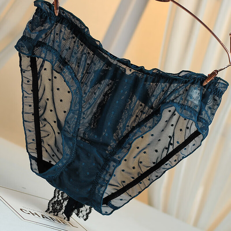女人内裤裤衩女美女性感内裤卡通内裤镂空日系可爱大蝴蝶结透明圆点