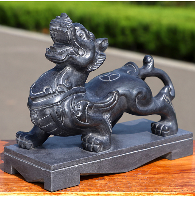 宏火阁礼品石雕貔貅石墩青石整石一体雕刻公母一对石皮丘风水门口吉祥