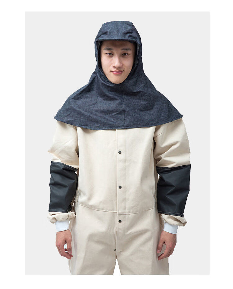 千石 夏季男士劳保工地防尘帽子粉尘女士包头防尘帽带披肩打磨风帽