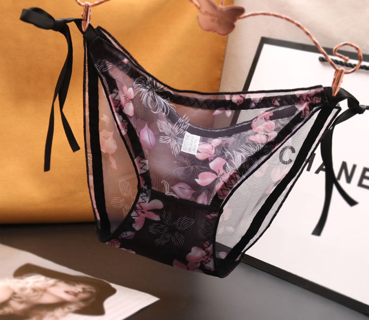 黛茜雅绑带内裤系带裤衩女士性感诱惑蕾丝全透明网纱内衣美女蝴蝶结