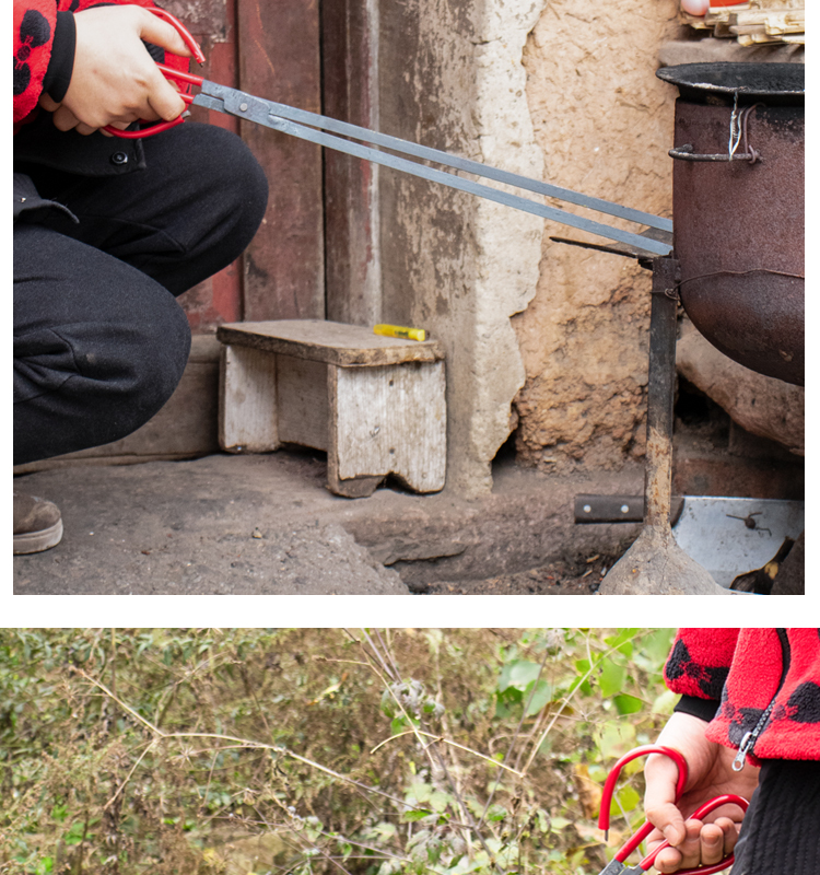 长柄老式火钳蜂窝煤铁钳扁头垃圾夹钩子煤球火剪农村灶膛柴煤炉夹豆乐