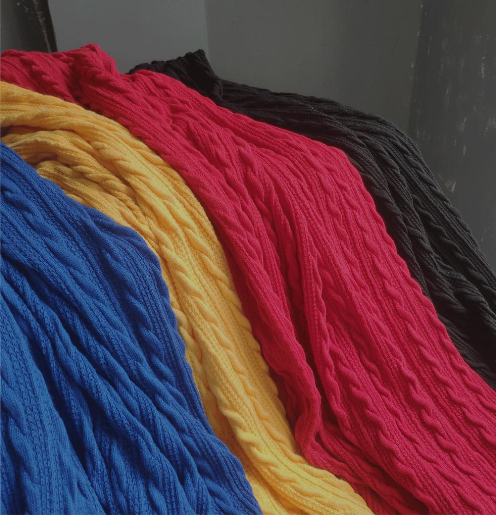 新款毛线布面料粗针织麻花扭绳菱形混纺布料毛衣毛线风格diy粗犷设计