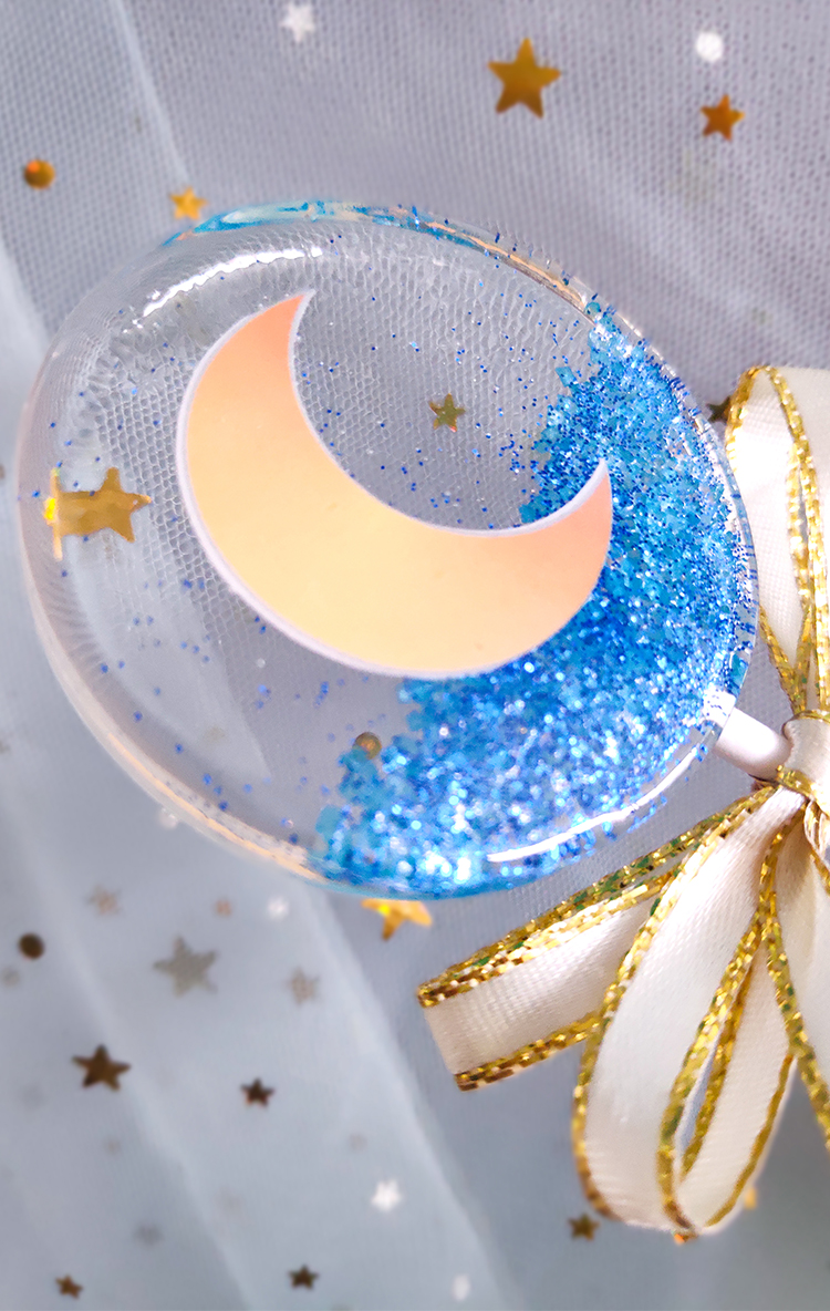 糖派甜心创意水晶星空月亮手工棒棒糖定制少女心棒棒糖女友礼物 月亮