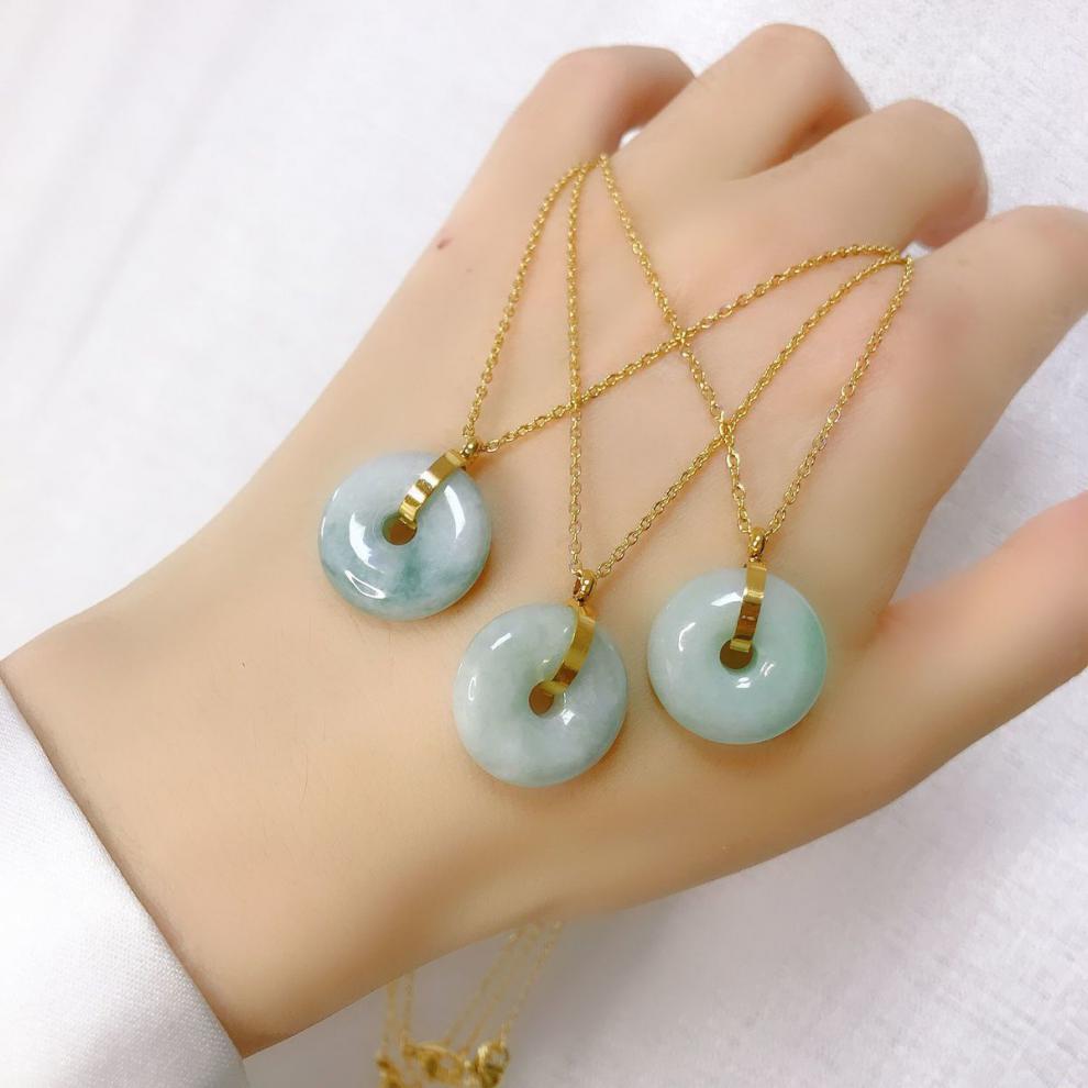 钛钢链条天然玉石平安扣项链【图片 价格 品牌 报价】