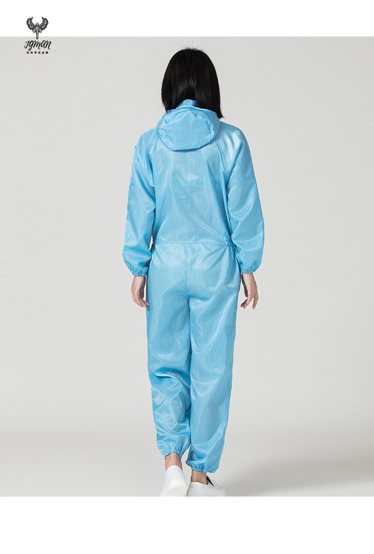 防尘服连体工业粉尘无尘服有口袋工作服喷漆重复使用jg白色连帽上衣