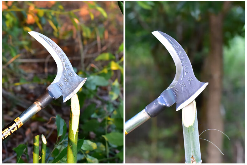 双镰刀农用割草刀除草弯刀长柄树树枝草刀廉刀两用割草镰刀 深灰色 60