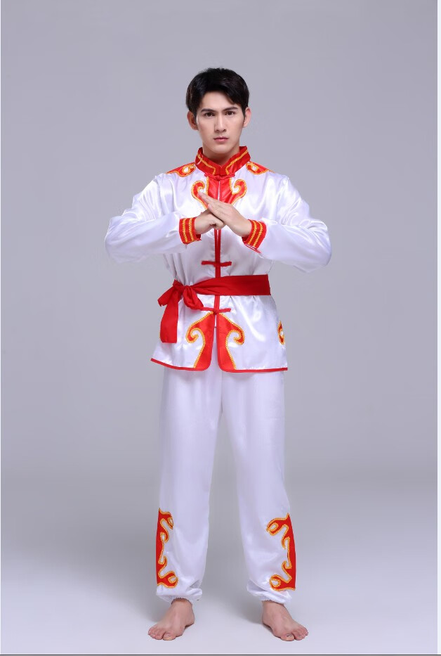 打鼓演出服装锣鼓队喜事舞龙服装节日打鼓服男秧歌婚庆龙灯传统 红色