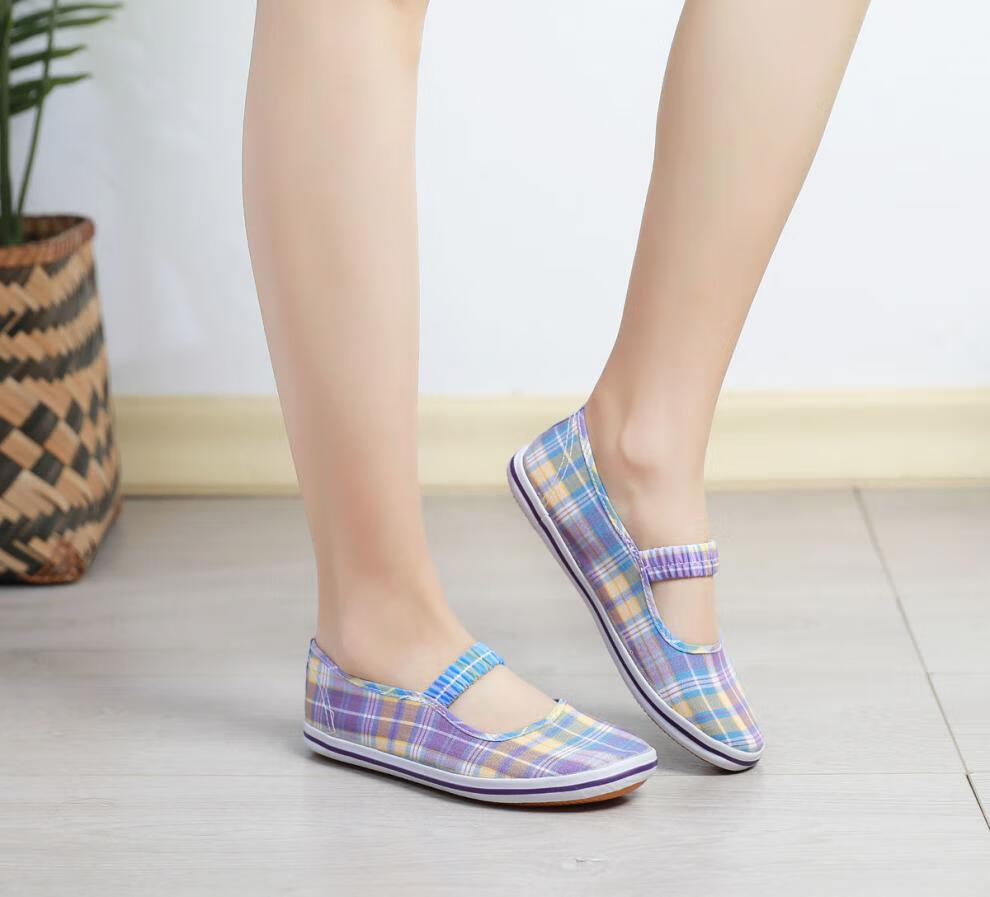 牛筋底淑女鞋老北京布鞋女款格子平底开车孕妇妈妈鞋淑女鞋a1淑女鞋