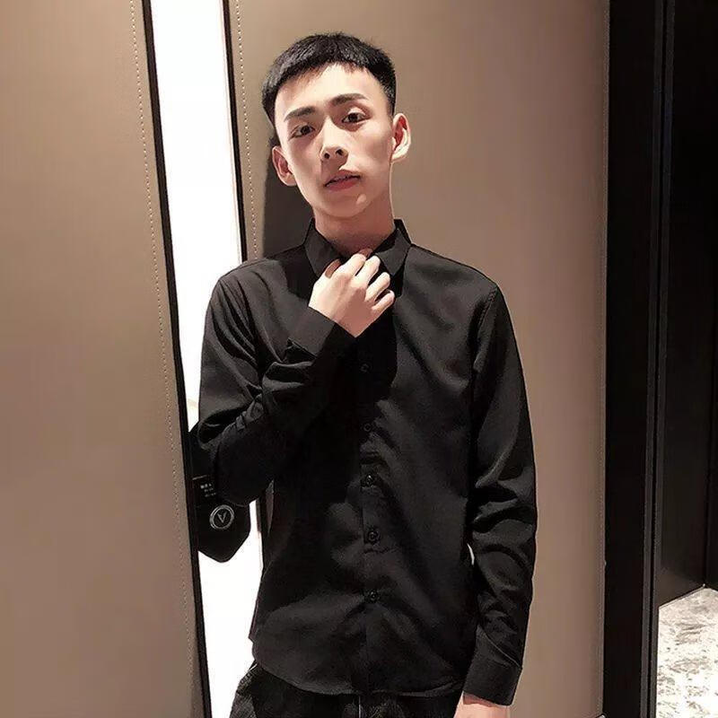 特价捡漏彬核黑武士衬衫男网红同款衬衫修身春秋款快手网红社会精神