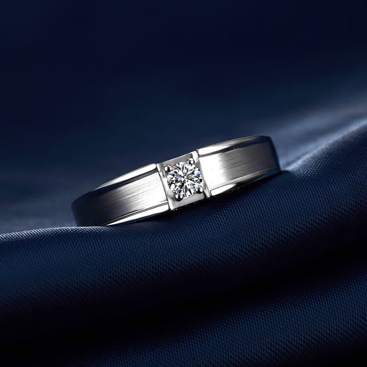 520情人节礼物老凤祥款式现货白18k金铂金10分2030分男钻戒钻石男戒