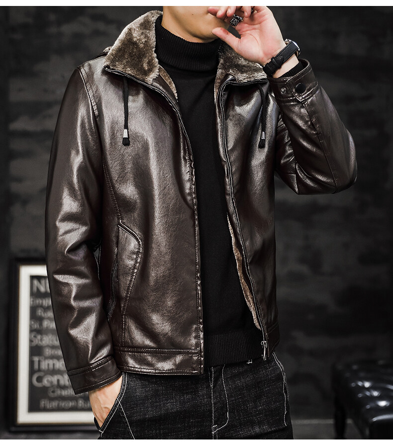 罗蒙皮衣男皮夹克外套男士短款皮衣秋冬季加绒保暖冬装防风商务休闲