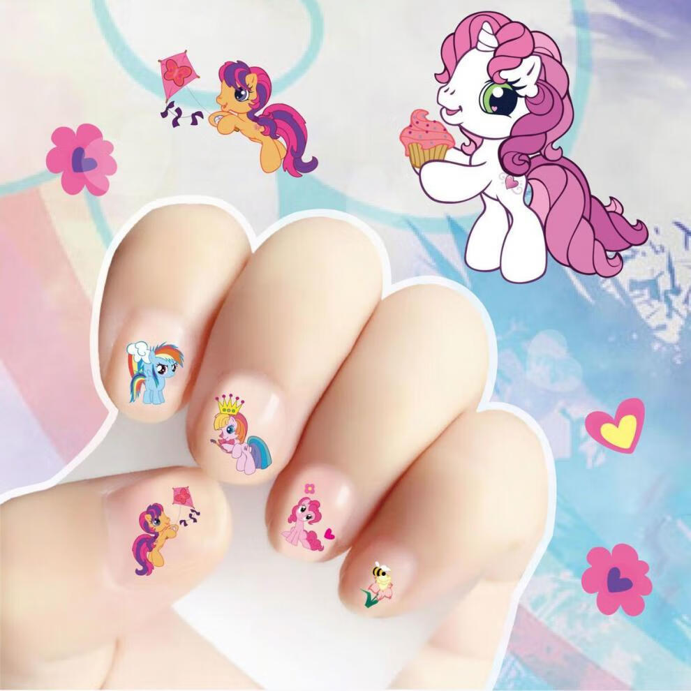 儿童指甲贴纸美甲片芭比艾莎公主冰雪奇缘可爱防水女孩宝宝卡通安全