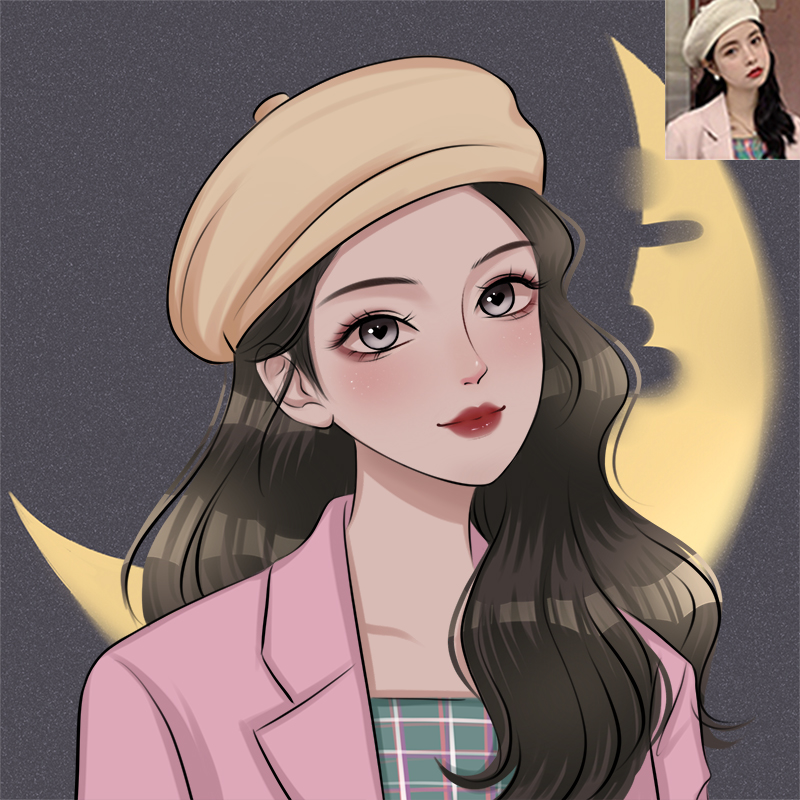 水彩q版手绘头像设计卡通漫画形象约稿定制作真人照片转动漫情侣水晶