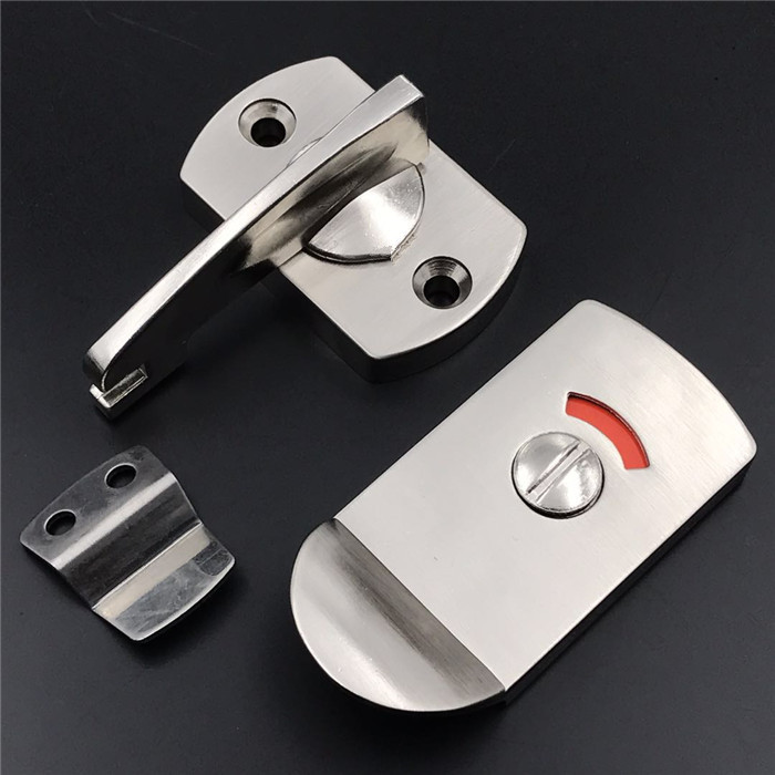 公共厕所卫生间隔断门锁洗手间隔板五金配件不锈钢有无人指示锁扣