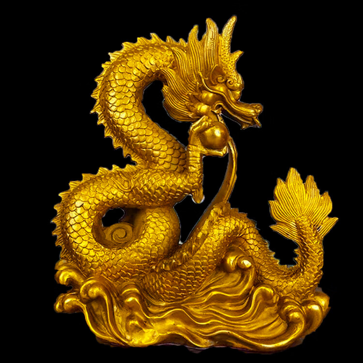 旺财龙摆件纯铜喷水龙吸水吸财祥云龙铜龙摆件家居办公室旺财工艺品
