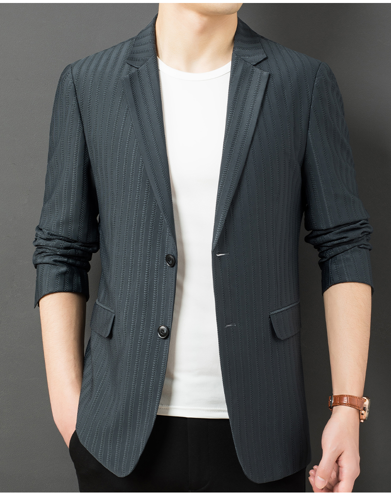 啄木鸟男式2022春季新款便西男韩版西装外套商务休闲西服灰绿170