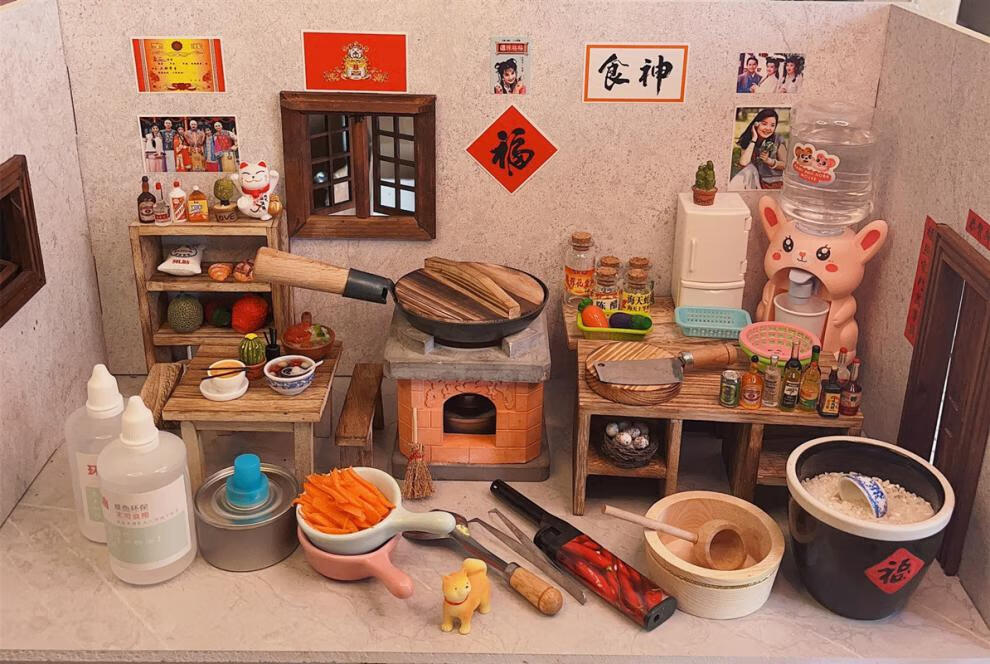 抖音迷你小厨房小小万迷你真煮厨房mini厨具全套真实做饭微缩儿童