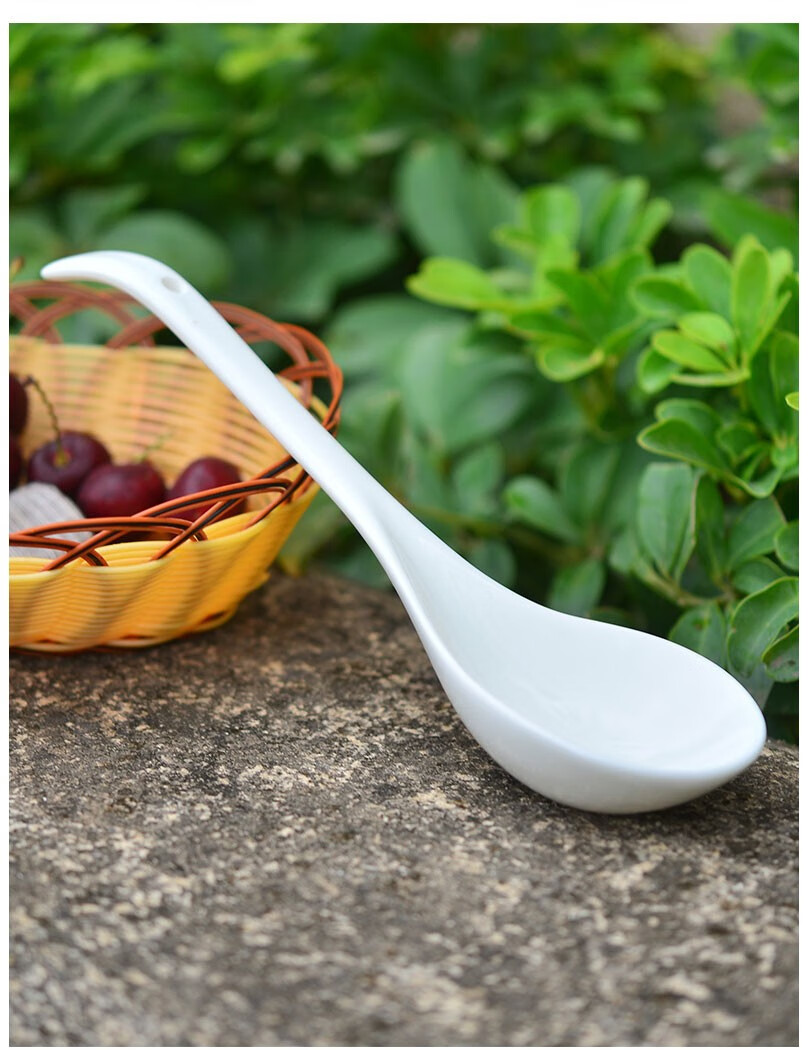 汤勺陶瓷家用盛汤大勺子大汤瓷勺木勺子大号长柄粥勺稀饭勺陶瓷勺汤勺