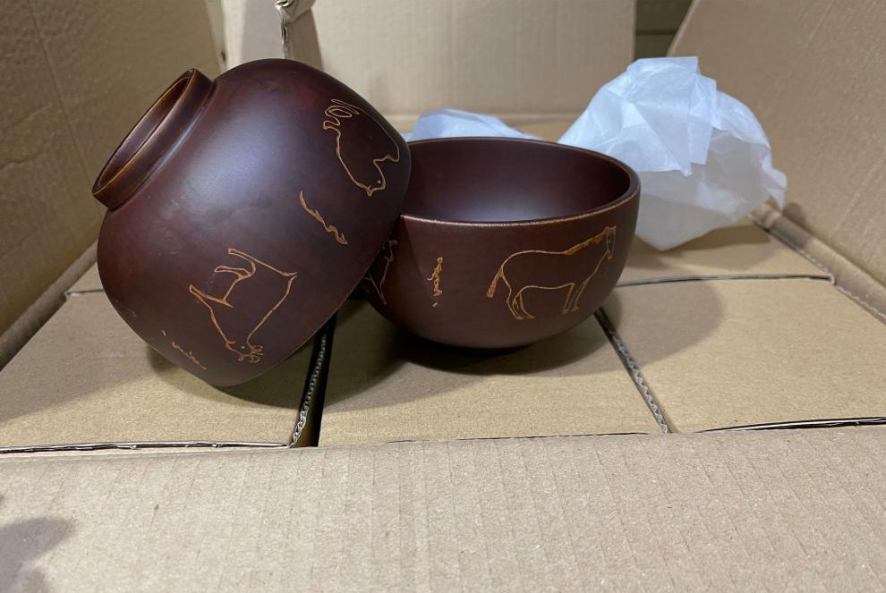 蒙古木碗实木碗整木挖制木质蒙古碗奶茶碗民族风雕刻酒店儿童餐厅木碗