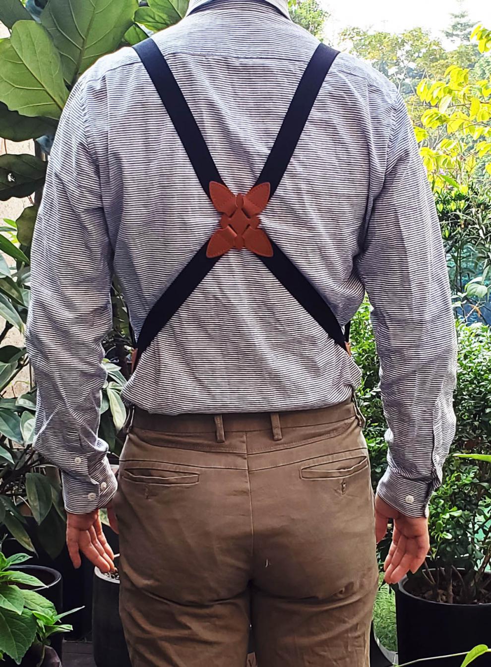 枪套式弹力背带夹 侧夹款交叉男女士吊裤带 男士背带 侧夹交叉背带-01