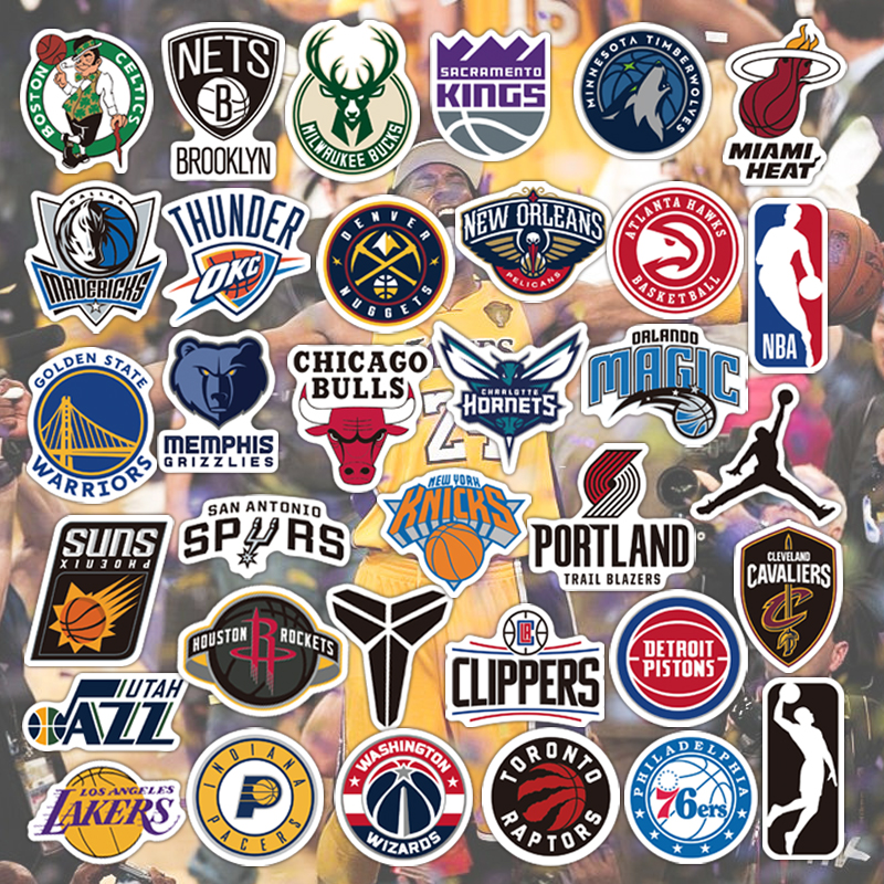 勇士队贴纸汽车贴纸海报墙贴纸2021nba队标贴纸篮球球队logo纪念科比