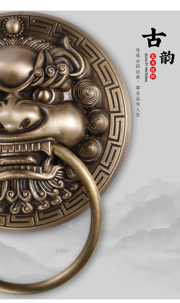 大门拉手大门拉手古铜兽头门环狮子头麒麟头虎头仿古把手复古木门纯铜