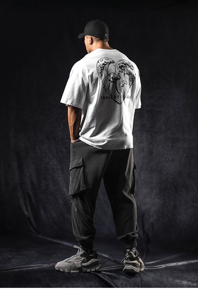 鹿家门潮牌新款宽松七夕限定款时尚情侣t恤健身运动休闲短袖t恤男白色