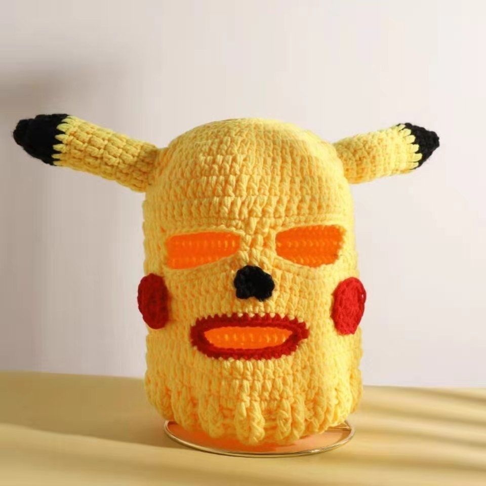 皮卡丘头套抖音沙雕皮卡丘头套罩可爱个性手工赢家大鹏搞怪深粉配沙雕