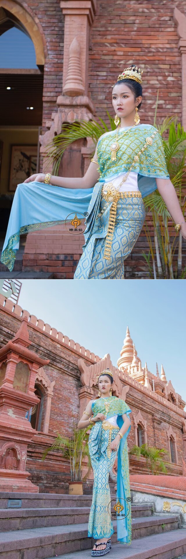 哈昱泰国传统服饰女秀场傣王妃服饰传统女套装泼i水节盛装工作服影楼