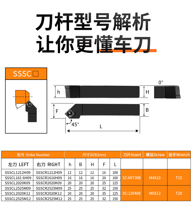 外圆车刀ssscr1616h09数控车床刀具机夹加长菱形45度专用切割刀杆凯创