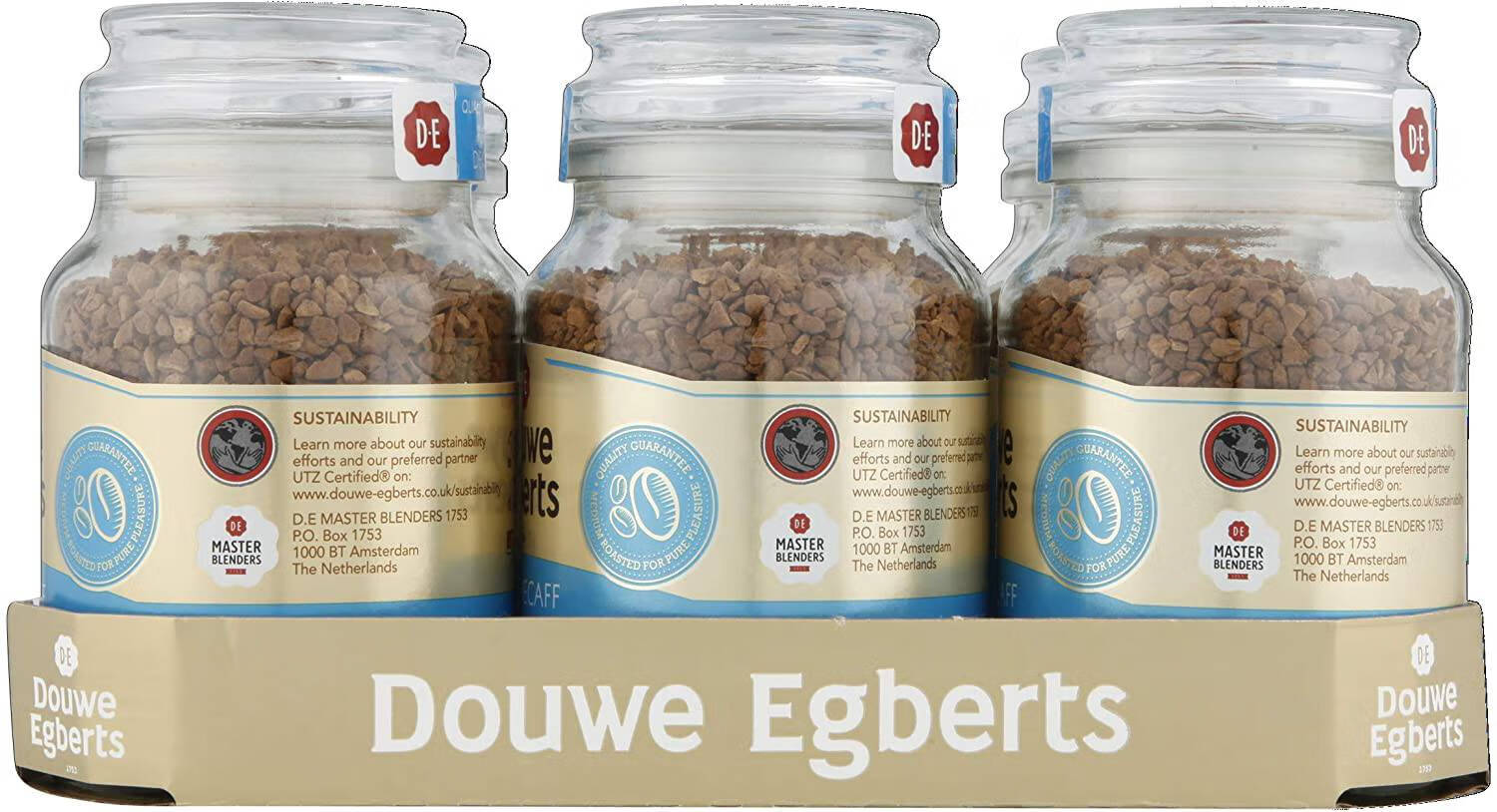 黑咖啡荷兰douwe egberts 原味冻干特浓深度烘焙速溶低咖啡因190g