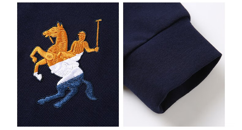 抖音同款刚之庆服饰保罗保罗彼得男士珠地棉长袖polo衫霜魄102220藏青