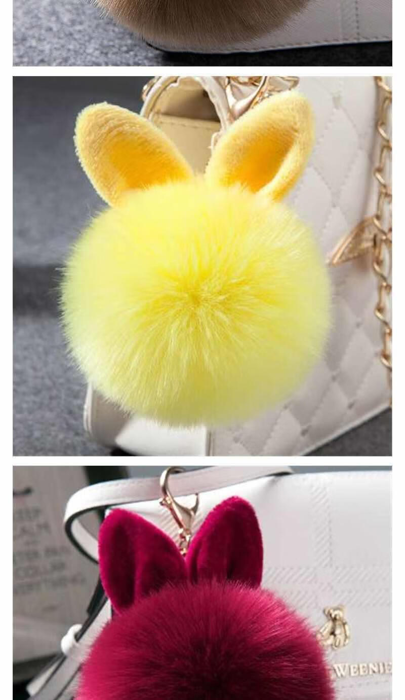 誓从新品仿仿狐狸毛兔耳朵毛球纯色毛球挂件兔耳朵毛球人造毛球钥匙扣