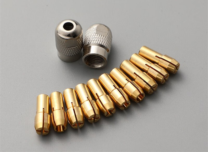 能量狐小电磨电钻配件微型黄铜芯小夹头三爪钻头夹心迷你打磨机螺帽锁