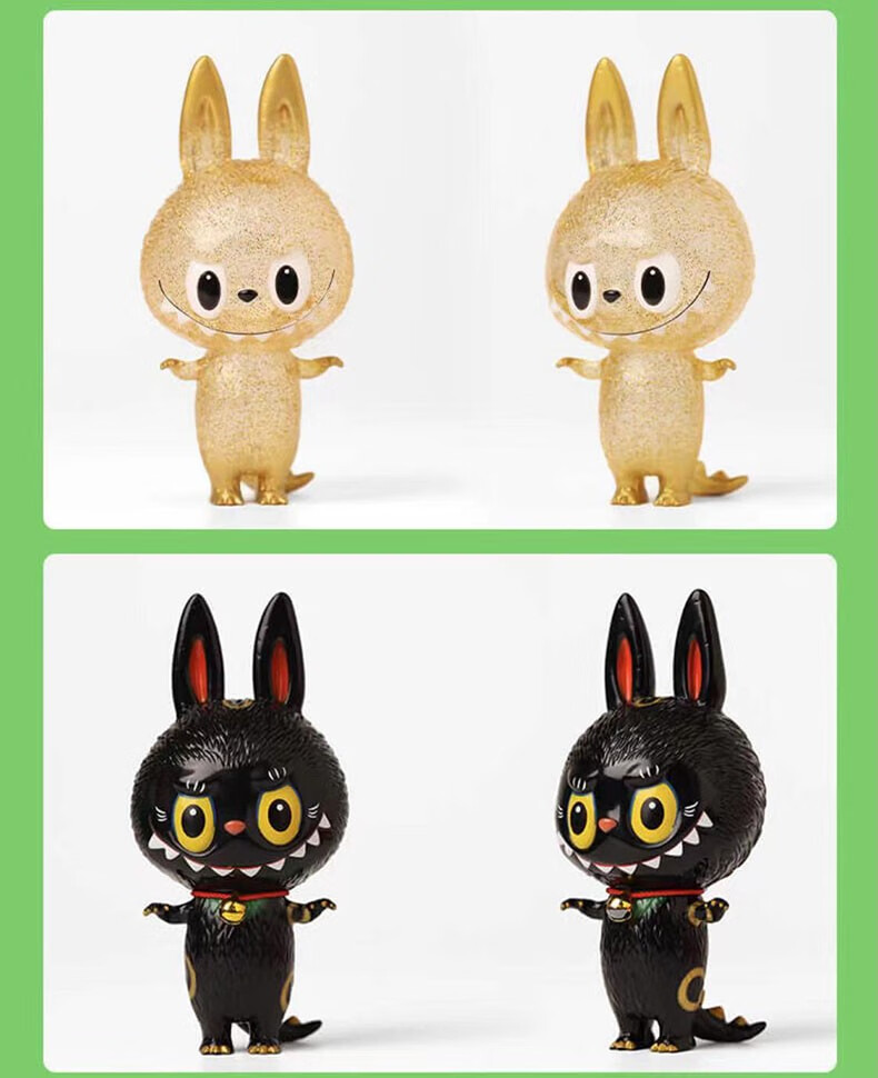 dzq拉布布labubumini4代迷你zimomo4代四代系列盲盒摆件小雀斑潮 黑