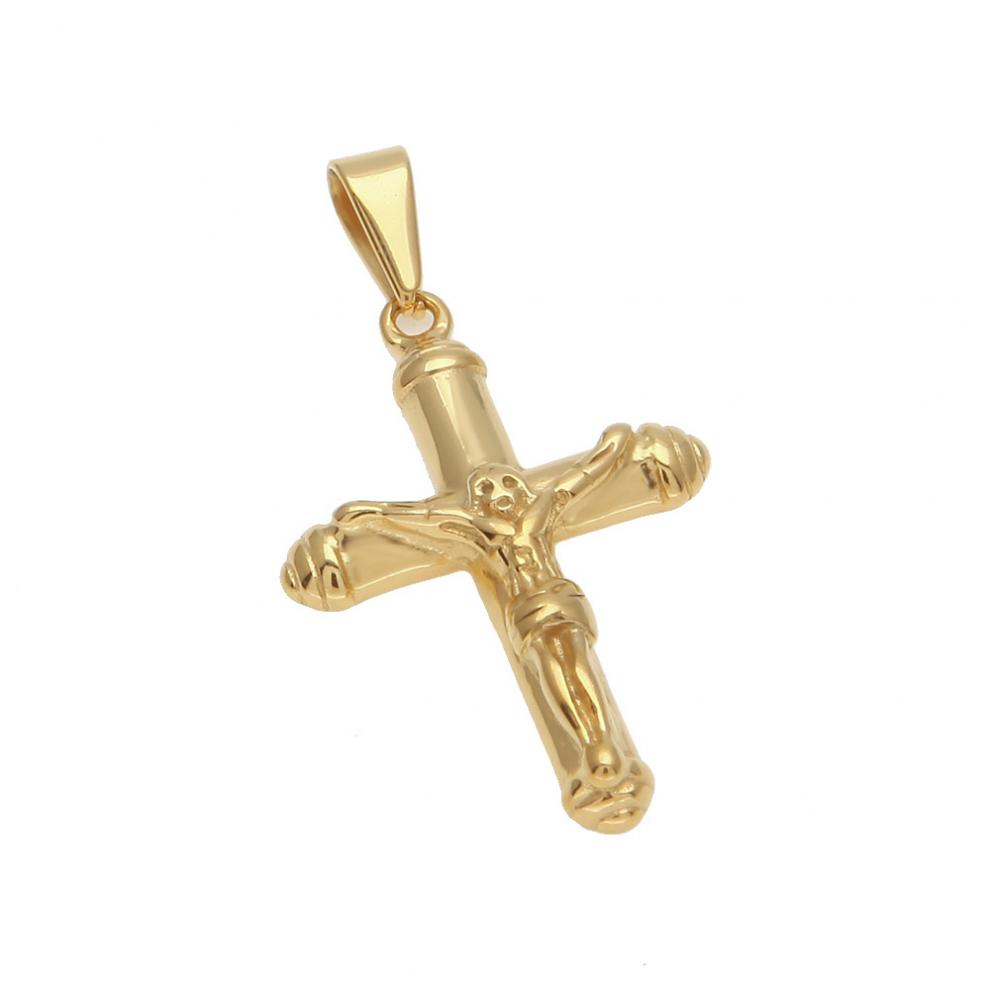 简约男士耶稣十字架吊坠真空电镀保色饰品生日礼物6765 金色 3mm*