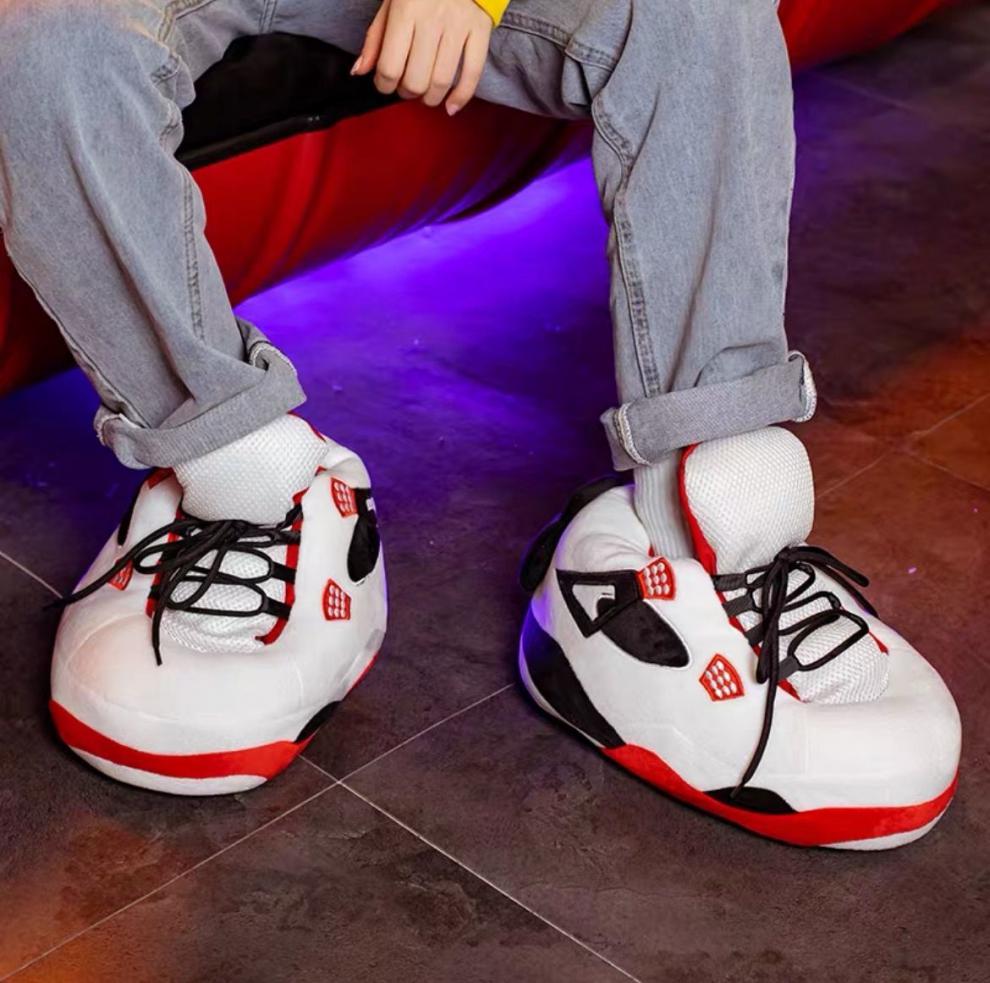 迪奥恶搞aj棉拖鞋黑白抖音同款女胖胖面包鞋棉鞋男dior居家情侣鞋毛绒