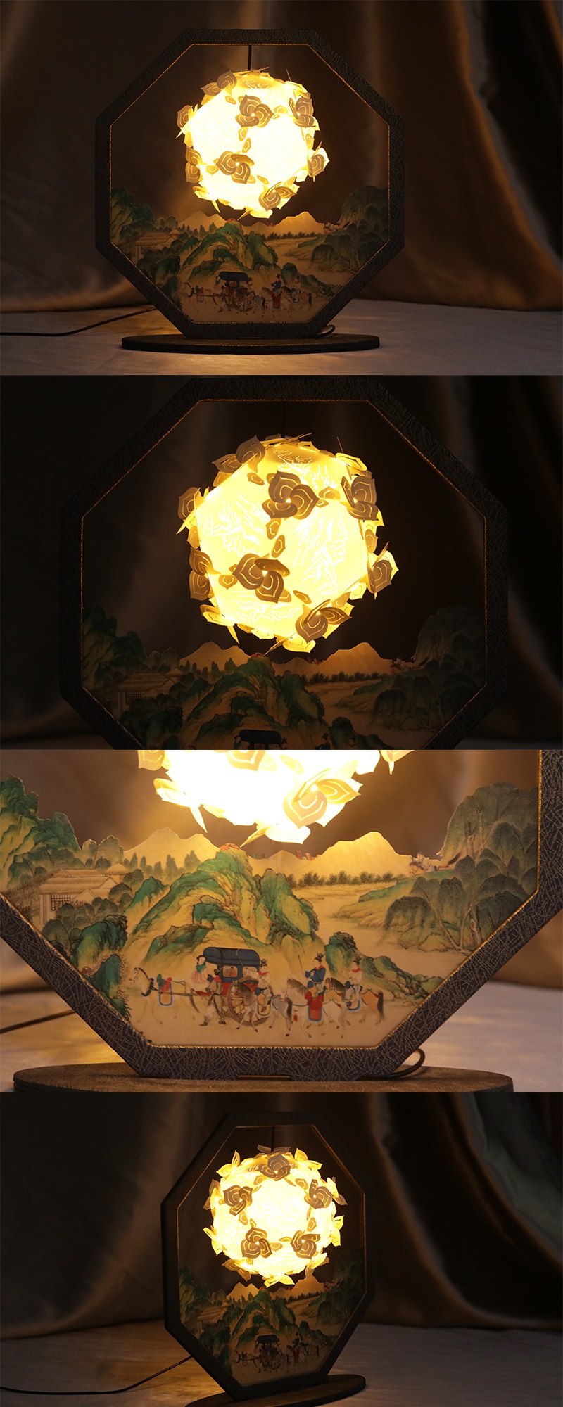 木质雕花小夜灯中国风3d立体光影纸雕灯创意手工古风剪影纸艺小夜灯