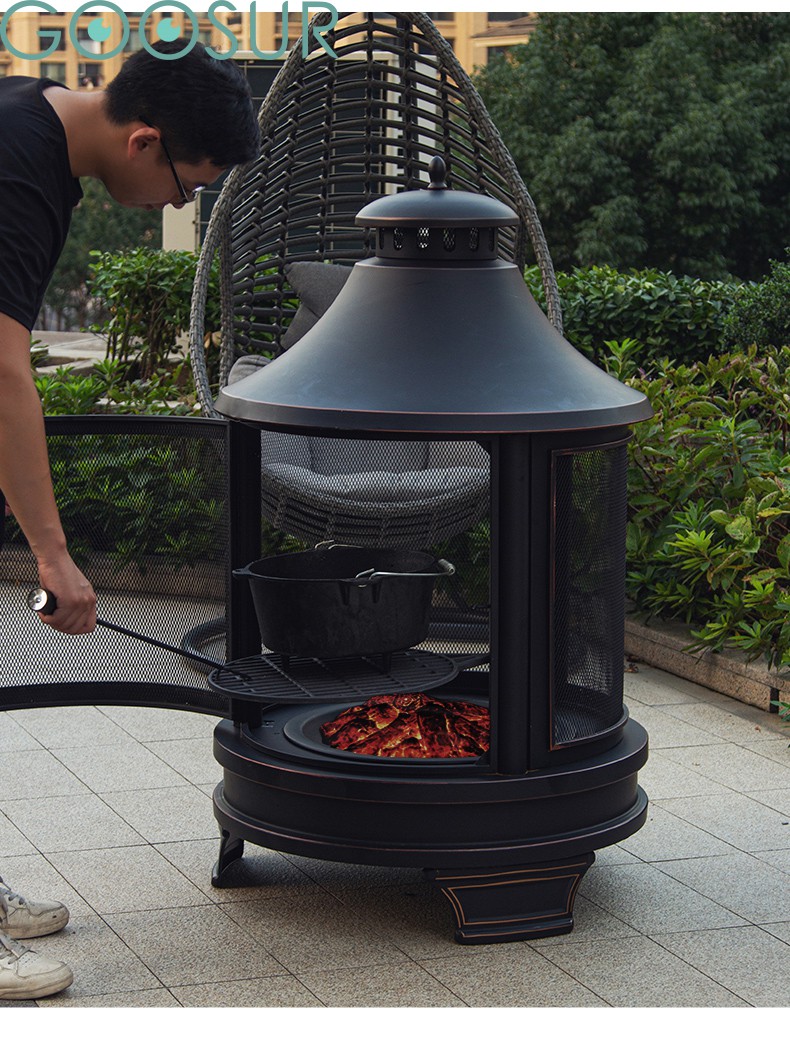 墨绩威赛星 壁炉真火户外工匠庭院采暖壁炉取暖烤火炉烧烤架炉具木炭