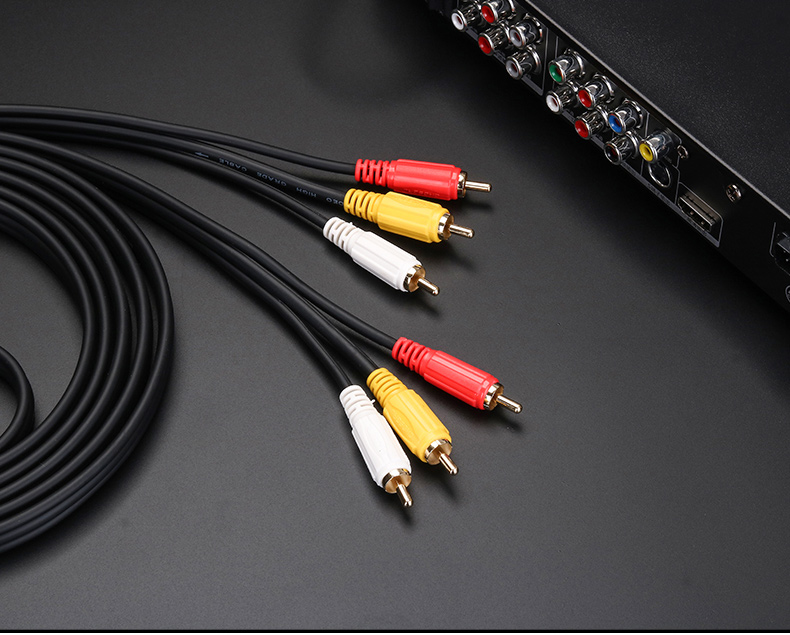 q722三对三莲花av线音频线dvd线机顶盒子老电视机信号连接高清晰红黄