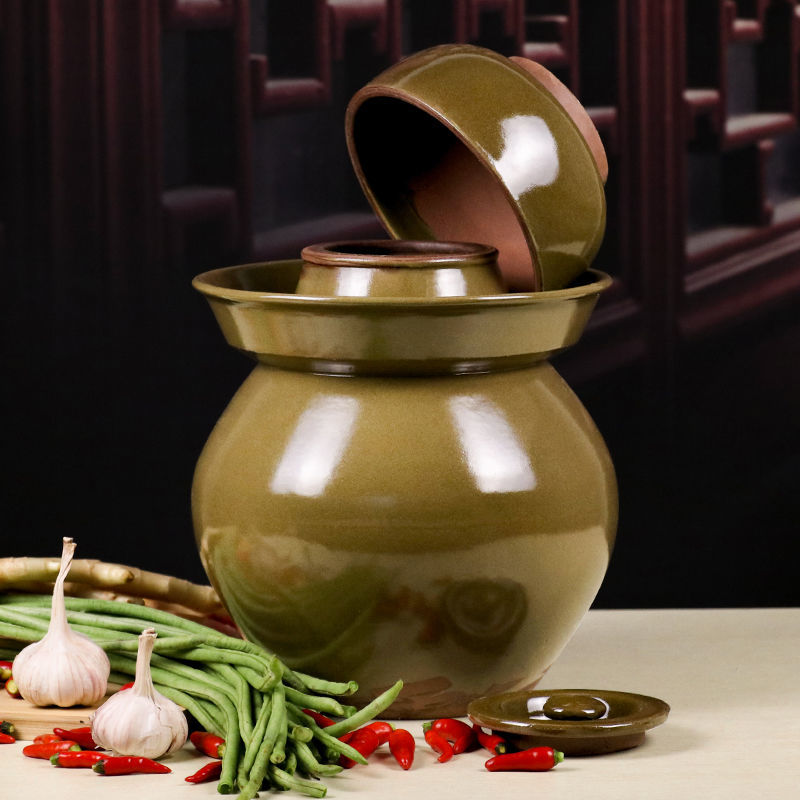 泡菜坛子腌菜坛子陶瓷土陶四川酸菜坛子家用老式大咸菜罐密封罐子6斤