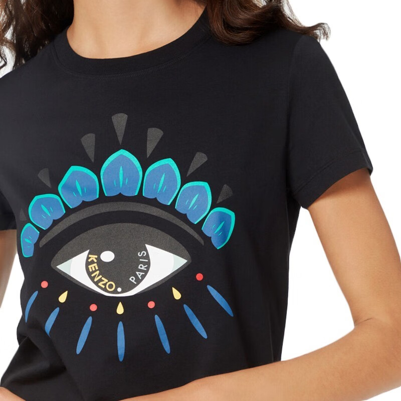 kenzo高田贤三女装夏季新款棉质眼睛图案印花女士短袖t恤fa52ts7334yd
