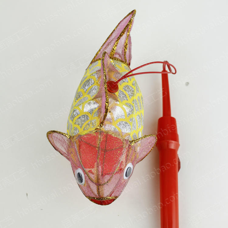 鲤鱼灯笼中秋元宵节传统手工制作印金布鲤鱼造型灯笼 鲤鱼舞灯笼道具