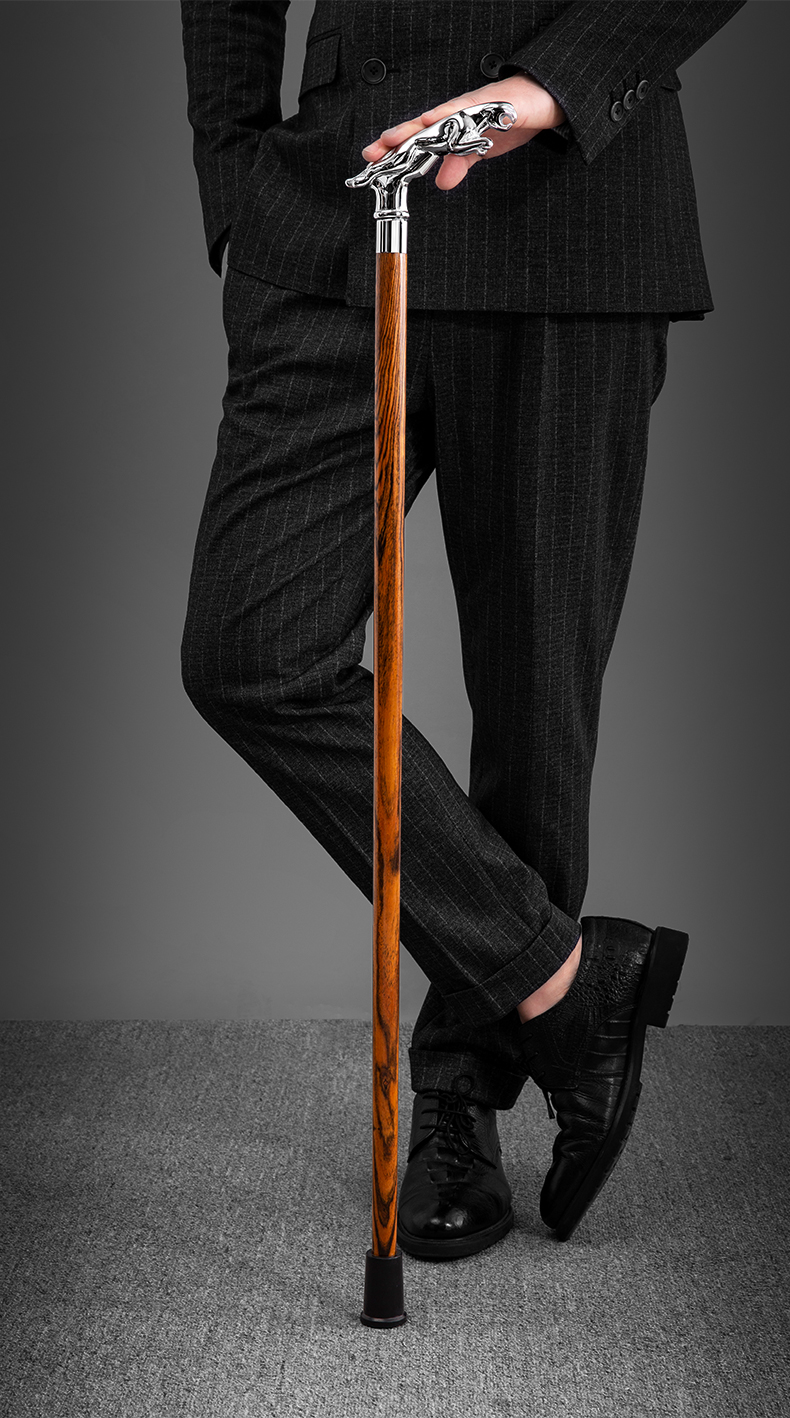 老人拐杖手杖实木豹头走秀手杖拐棍檀木f防滑拐杖礼品豹头款