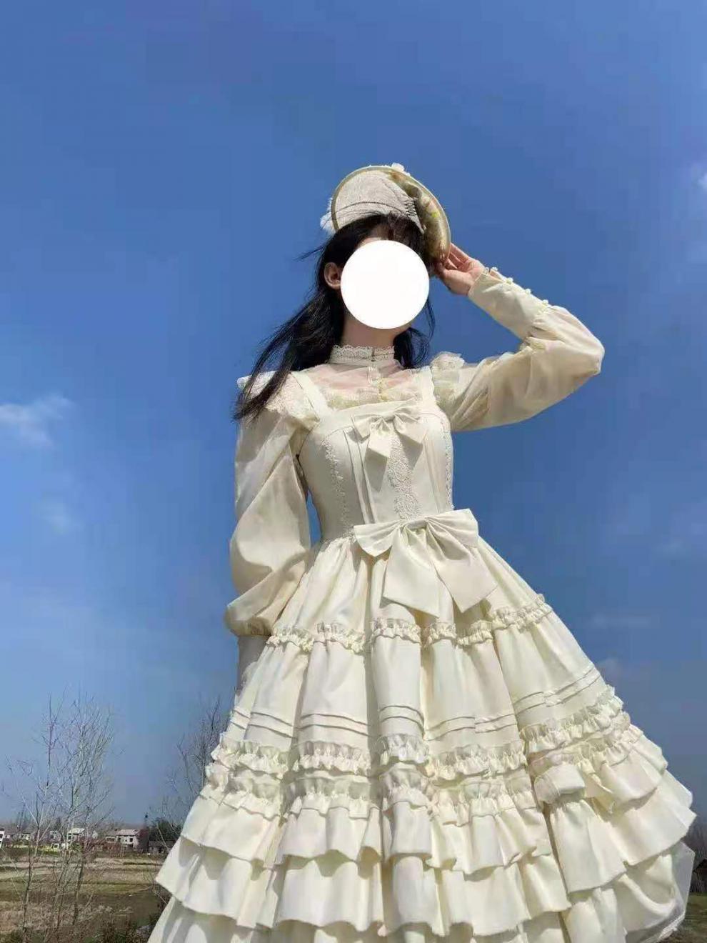 洛丽塔lolita裙子柏林少女jsk可爱中古感吊带连衣裙 粉红色7412 s