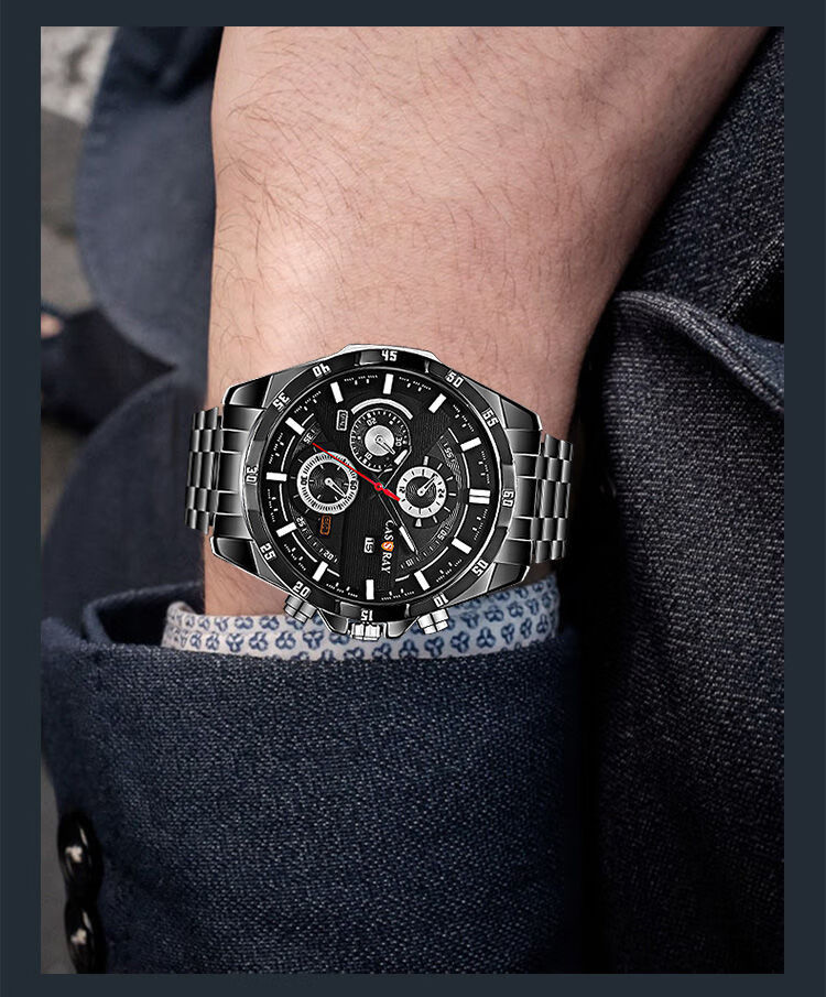 新款瑞士工艺全自动机芯表手表时尚运动夜光防水潮流男表黑钢黑面