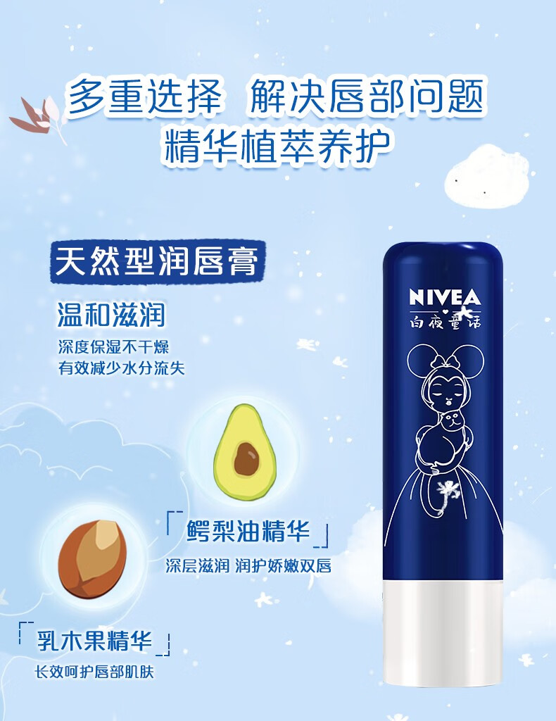 妮维雅（NIVEA）润唇膏女士男士唇膏补水保湿护唇膏唇部打底滋润唇油 修护型润唇膏4.8g(男女通用)