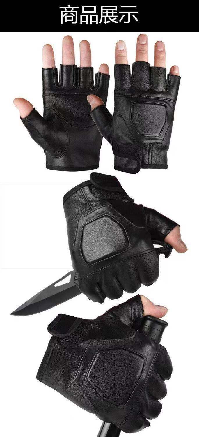 机车皮半指手套男秋冬开车战术运动健身户外骑行露指防滑四季手套款式