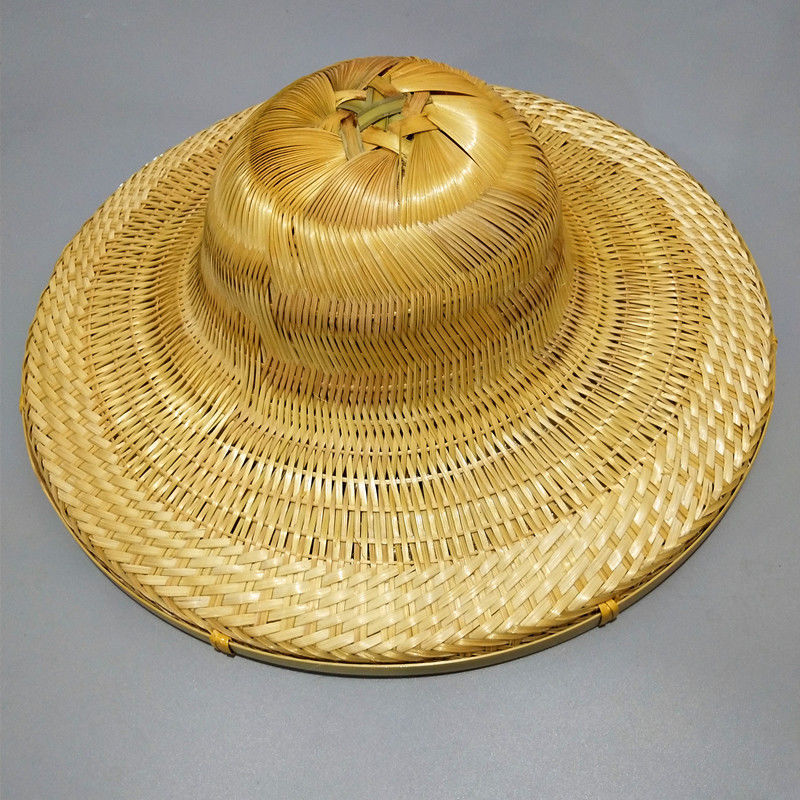 防晒防雨遮阳草帽海南竹子帽编织防水 竹编帽(43cm-45cm)圆顶【图片