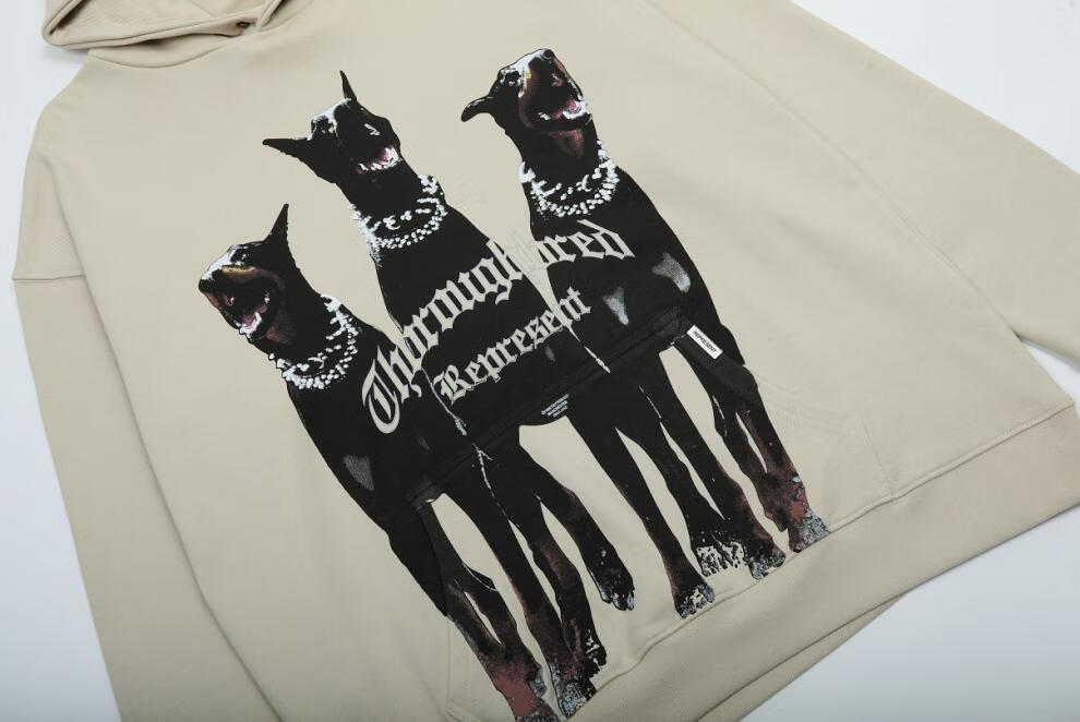 望月砂【王鹤棣】同款杜宾犬卫衣男秋冬带帽国潮美式小众潮牌re恶犬